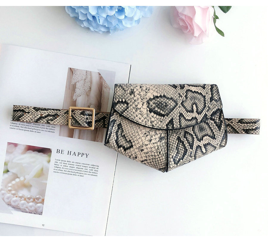 170g Weight Women'S Gender Orange, White, Beige, Pink, Black Color Retro Peach Heart Snake Pattern Waist Bag 6