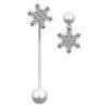 Silver needle, earrings from pearl, Korean style, silver 925 sample, with snowflakes, wholesale