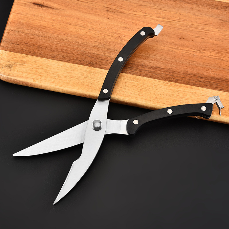 锋利不锈钢黑色鸡骨剪厨房剪鸡鹅鱼剪厨房多用剪刀家用厨房工具