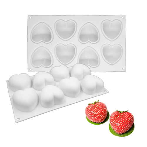 French Italian 8-Heart Silicone Cake Mold DIY Baking Mold Dessert Strawberry Heart Mousse Cake Mold