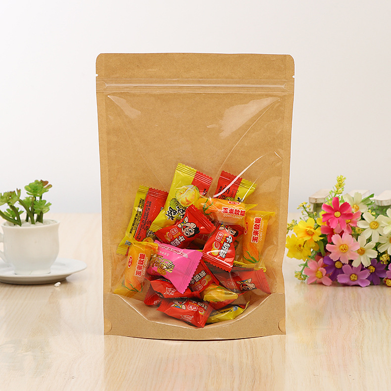 跨境批发半透明牛皮纸袋现货瓜子木耳花生包装袋拉链自立自封袋