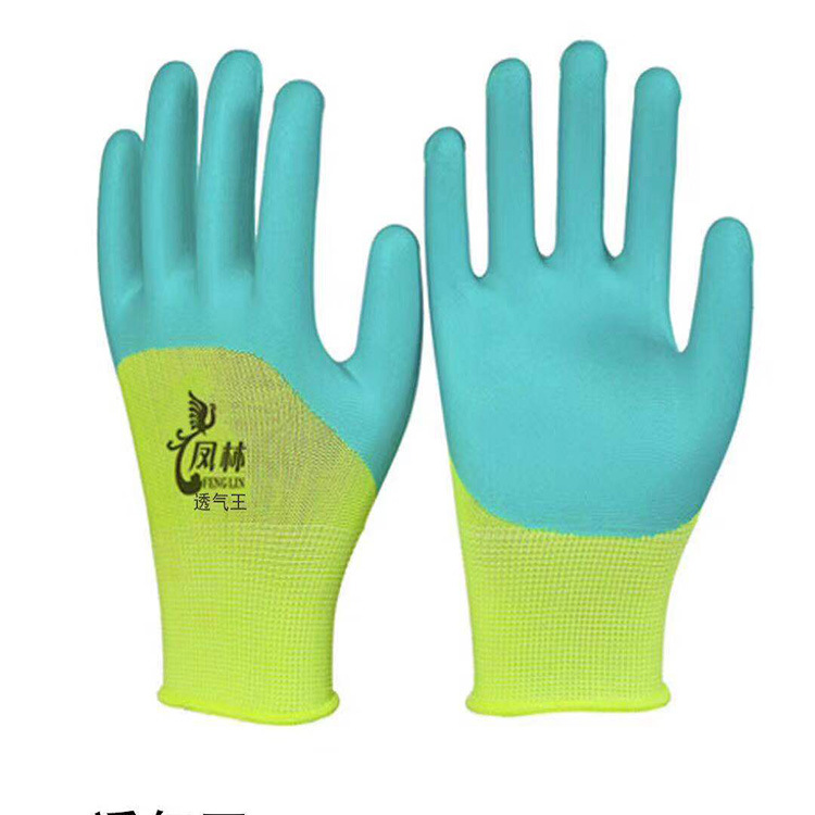 包邮凤林透气王加强指发泡王舒适手套12双包成都现货工地手部防护