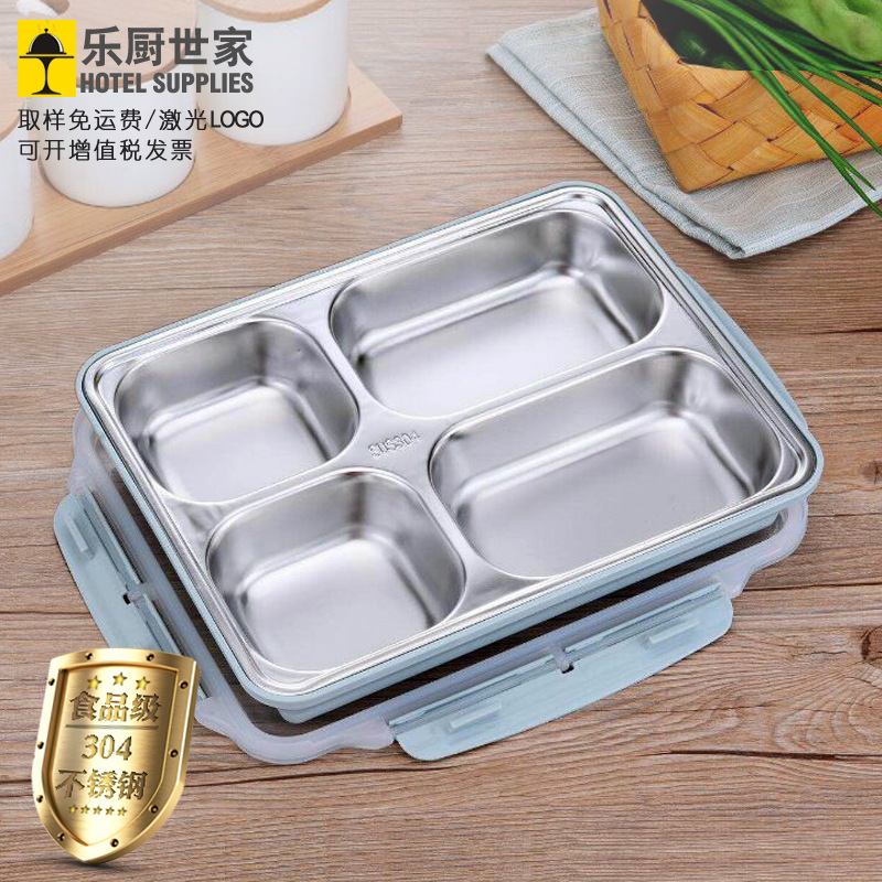 304 Stainless steel Water heating heat preservation Fast food Bento Box Colorful Fresh keeping Lunch box With cover Anti scald Dinner plate