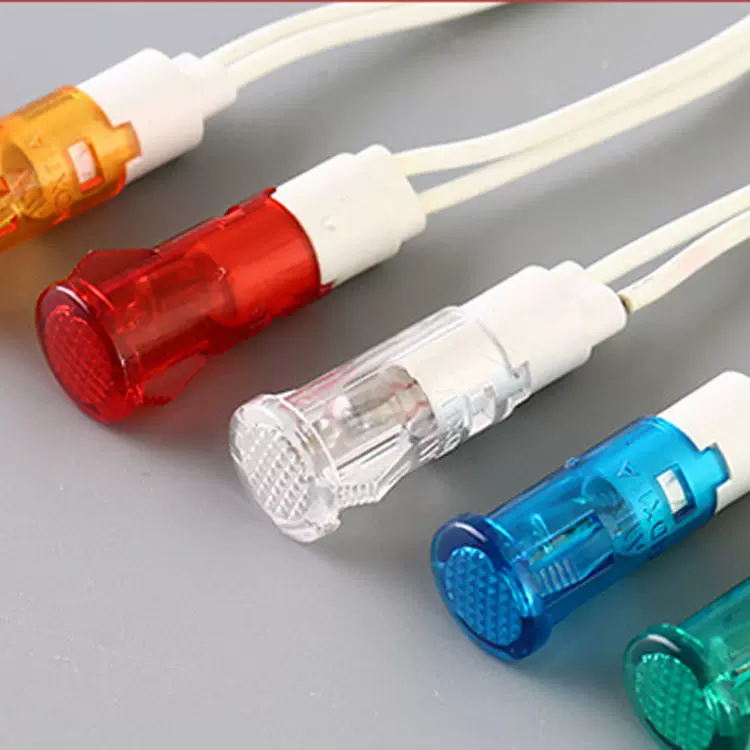 现货圆形嵌入式220V带线￠10塑料冷柜冰柜指示灯厨具设备信号灯