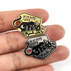 外貿新款牛仔朋克貓咪月亮胸針 合金胸針 復古胸針衣飾徽章