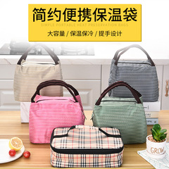 Oxford cloth insulated lunch bag, portable grid bento bag, large capacity food container bag, fresh hand-held insulated bag, wholesale