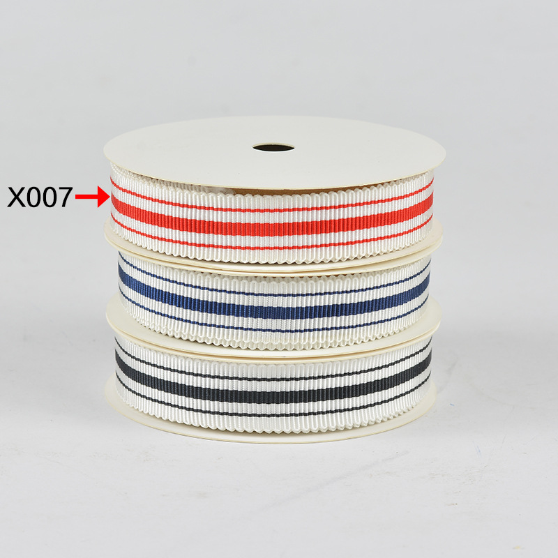 Tres colores a rayas poliéster sombrero cinturón ropa bolsa accesorios envoltura cinturón caja de regalo embalaje dentado cinta hilado teñido sombrero cinturón