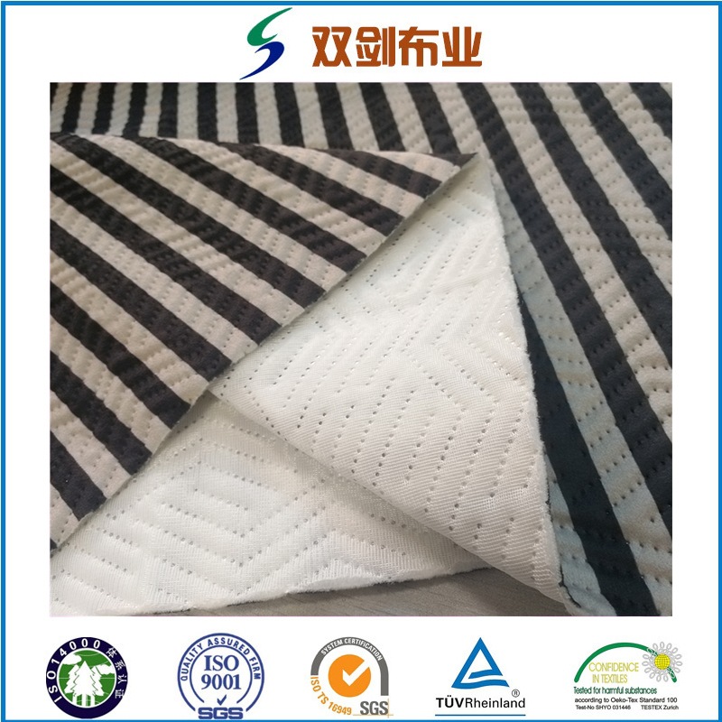 厂家定制高档荷兰绒印花染色复合夹棉服装面料箱包面料