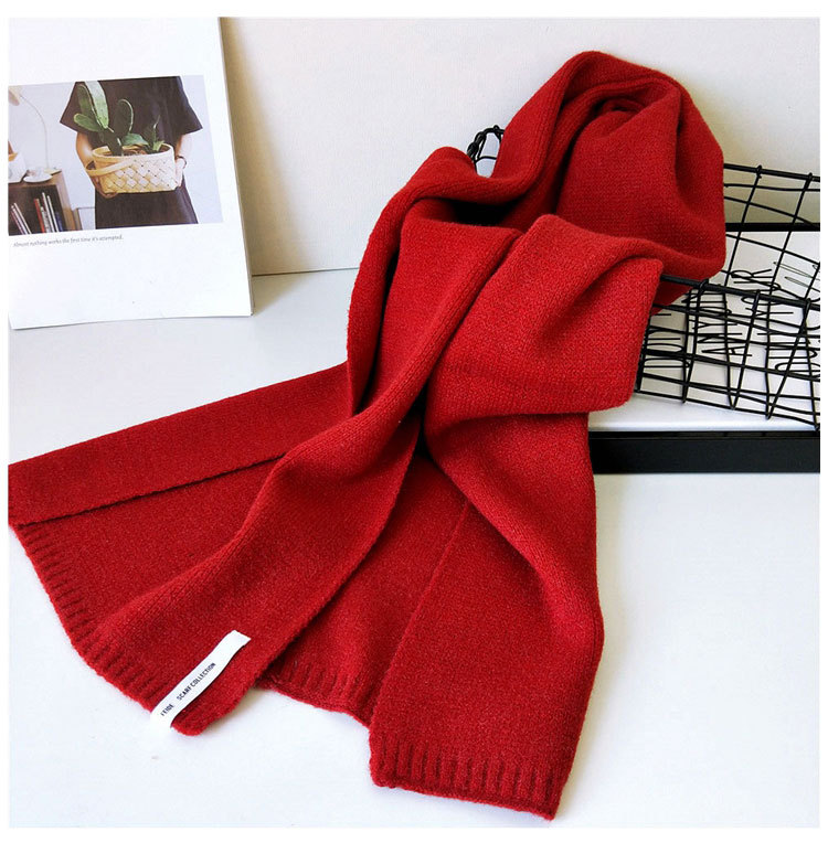 Solid Color Scarf Female Winter Long Thick Couple Knitted Wool Fashion Scarf Student Warm Scarf display picture 12