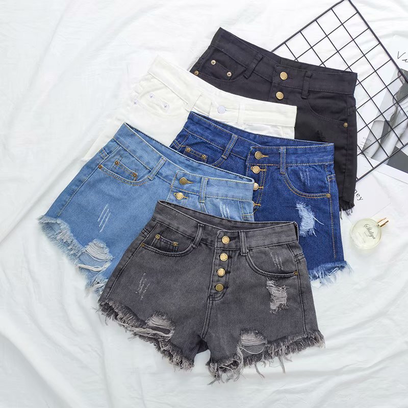 Denim Shorts Women's Summer Extra Large Size High Waist Chubby Girls Korean Style Slim Fit Super Shorts Chubby Girls Student Hot Pants