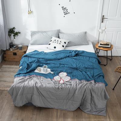 廠家直銷水洗棉繡花空調被夏季薄被子雙人純色冷氣被芯代發夏涼被