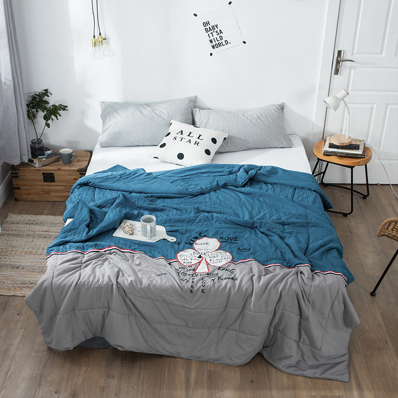 廠家直銷水洗棉繡花空調被夏季薄被子雙人純色冷氣被芯代發夏涼被