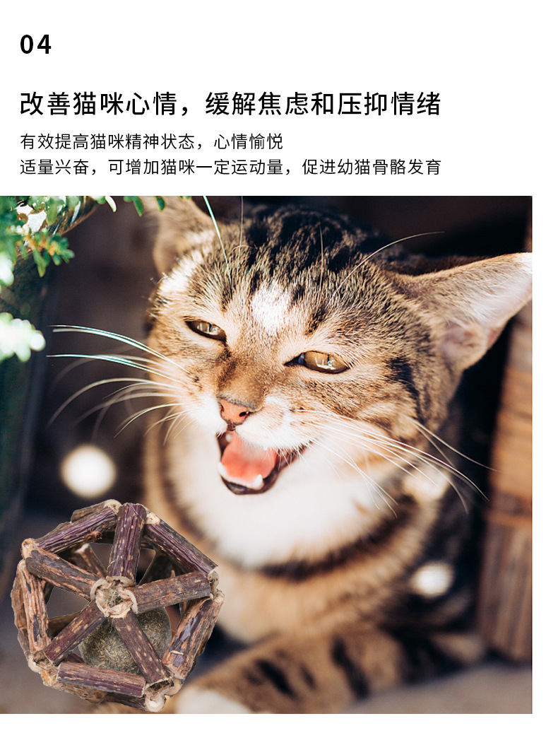 木天蓼玲珑球薄荷球铃铛 逗猫玩具耐咬洁齿猫磨牙棒猫猫自嗨玩具详情6