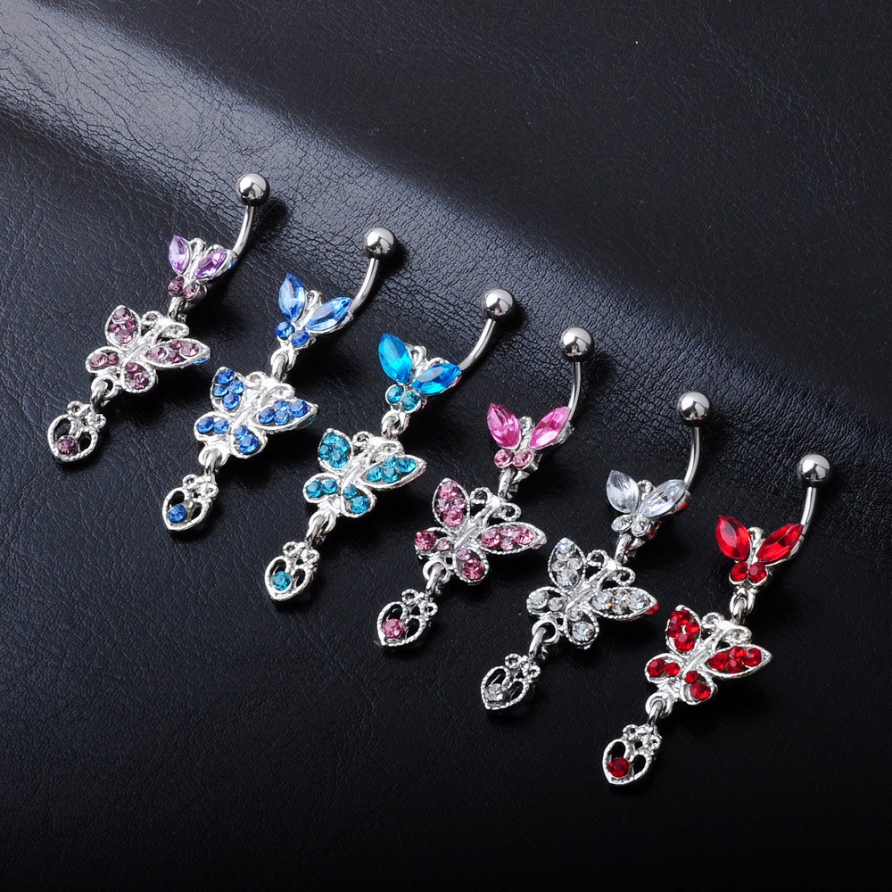 Fashion Piercing Jewelry Bows Diamond-studded Alloy Navel Rings display picture 1