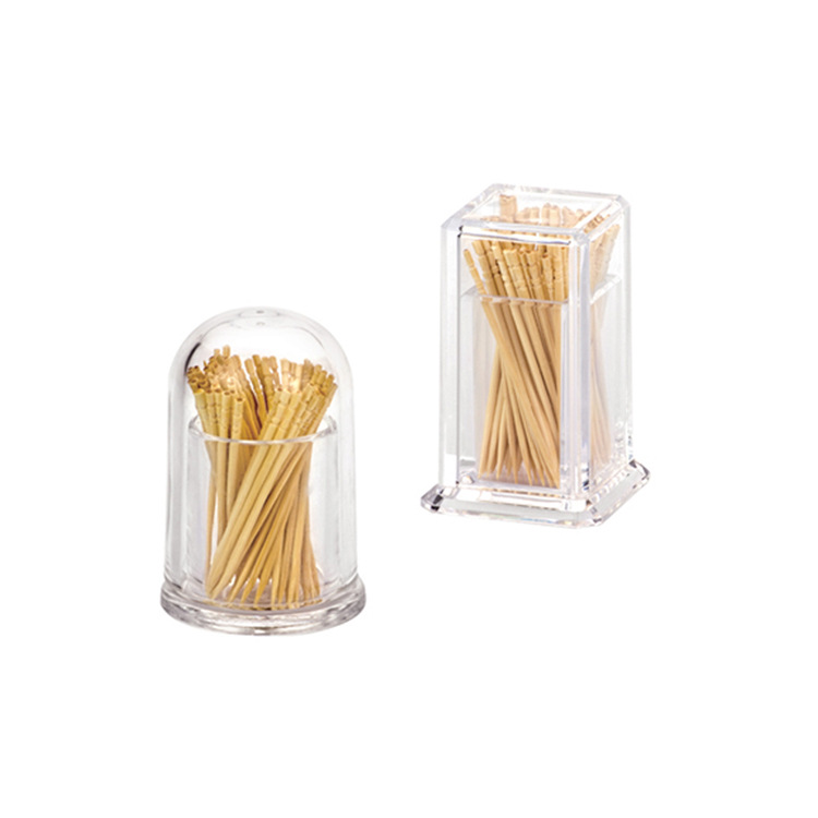 De gama alta de acrílico palillo titular puede ronda palillo de dientes caja de plástico transparente restaurante occidental palillo de dientes titular LOGO para mayoristas