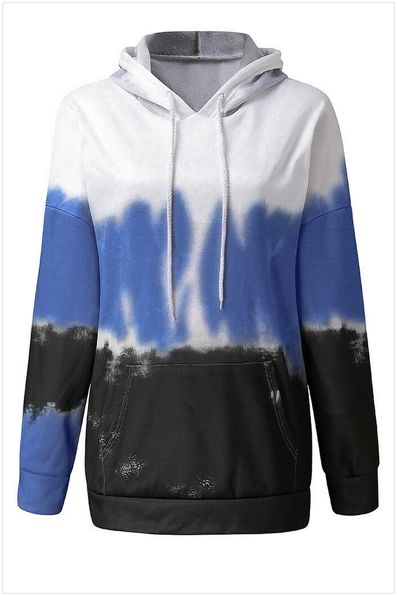 Tie-dye gradient hooded sweatershirt women loose women s pullover long-sleeved jacket  NSSI3476