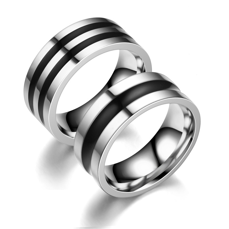 Wholesale Fashion Titanium Steel Dripping Black Oil Ring Nihaojewelry display picture 3