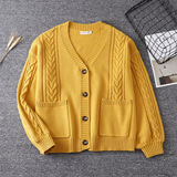 Студенческая юбка в складку, многоцветный свитер, японский хлопковый трикотажный кардиган, свободный крой, увеличенная толщина