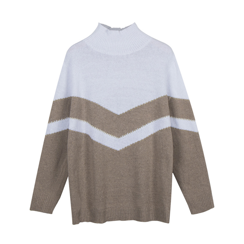 casual loose stitching long-sleeved pullover NSLK11409