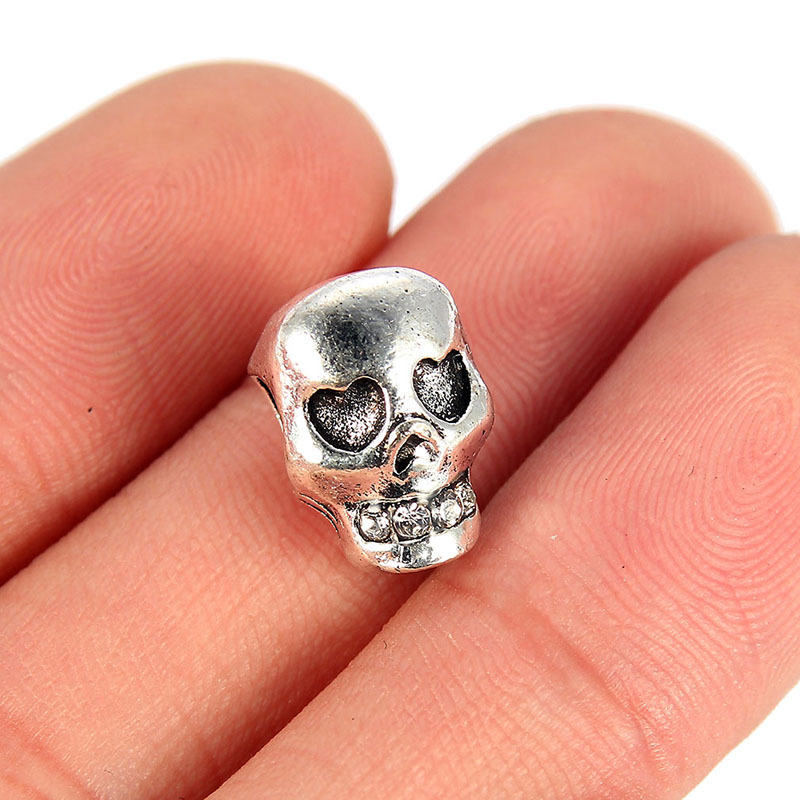 10 Pieces Hip-hop Retro Skull Alloy Plating Inlay Beads Jewelry Accessories display picture 4