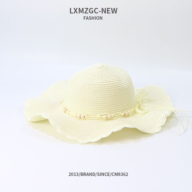 Big Brim Beaded Straw Hat NSTQ34744