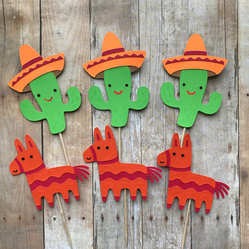 亚马逊新款蛋糕插牌 仙人掌蛋糕装饰插牌 小马图案蛋糕插签