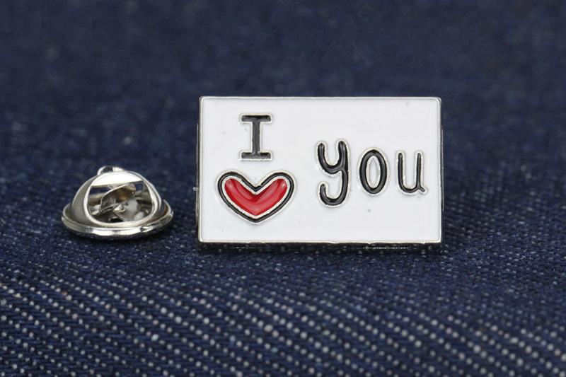 Cute Cartoon I Love You Text Brooch Bag Clothes Decoration Pin Badge display picture 1