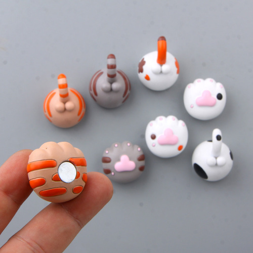 Cute Japanese chubby cat with sensitive cat butthole, thick meaty cat paws, 3D magnetic refrigerator sticker, magnetic magnet sticker