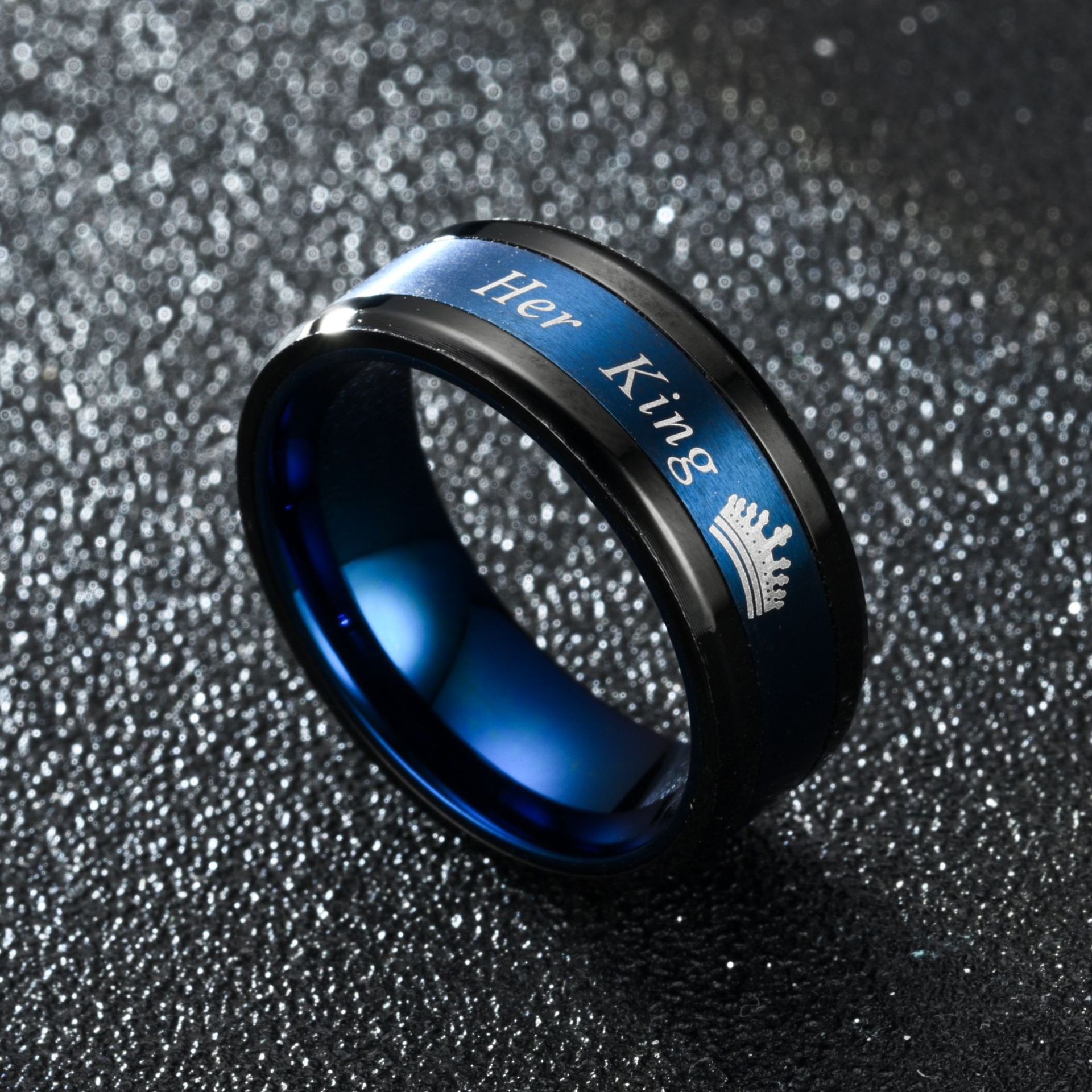 Fashion New Black Blue Black Purple Queen Ring King Queen display picture 7