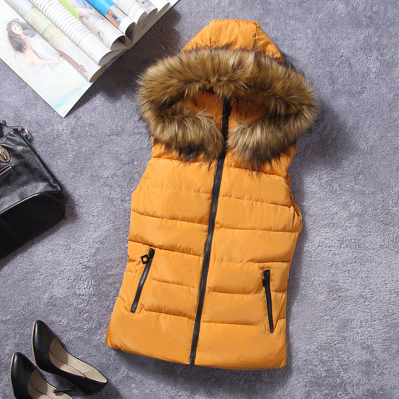 Gilet à capuche pour femme, gilet d'hiver chaud pour femme, gilet d'hiver chaud en coton pour femme_voghion.com