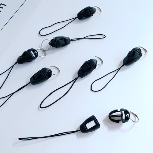 Black mine buckle, high quality mine buckle, double circle fish wire rope, airplane buckle, DIY mobile phone lanyard accessories, small black wire