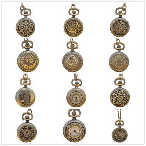 Boshiya small pocket watch wholesale retro flip small pocket watch mixed batch pattern bottom cover casual pocket watch chain