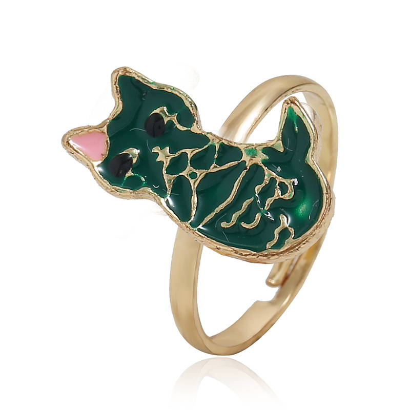 Fashion Creative Cartoon Opening Adjustable European And American Simple Retro Kitten Ring display picture 3