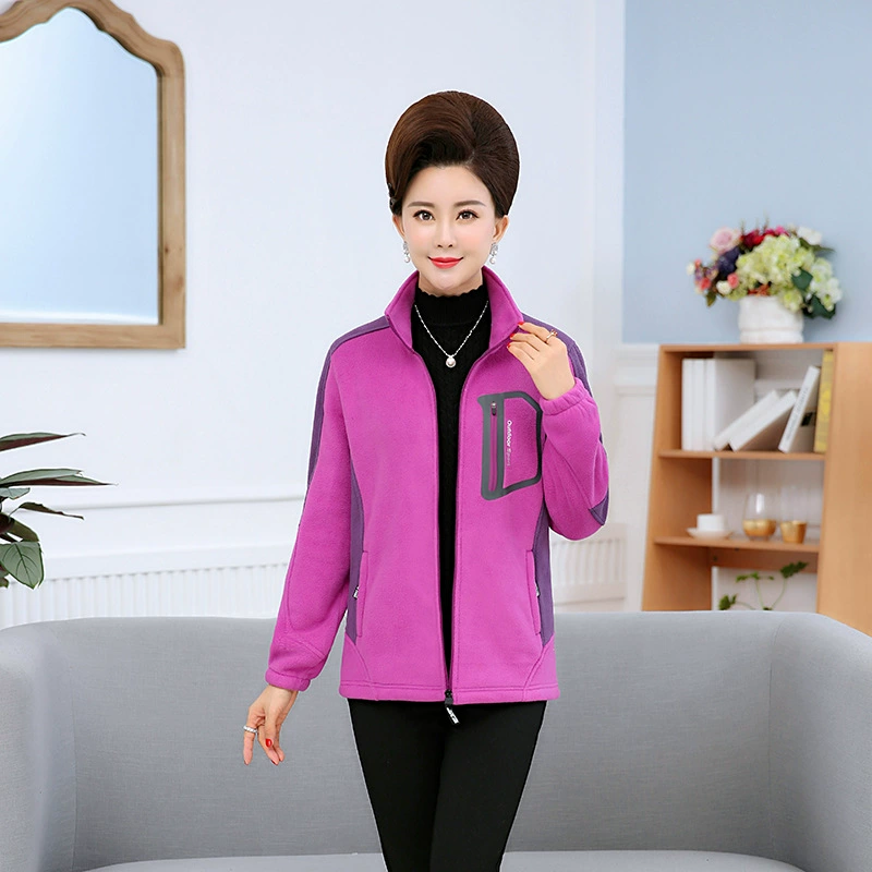Оптовая продажа, женское утолщенное осенне-зимнее флисовое пальто для среднего и пожилого возраста, женский кардиган, дышащая штурмовая куртка на молнии, подкладка, взрыв