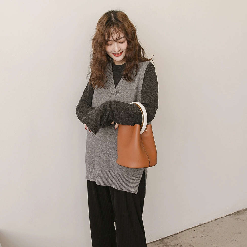 Новинка 2019 платье для беременных вязаный жилет для беременных женщин на весну и осень, свитер без рукавов, Свободный жилет, базовый вязаный свитер, модный для мамы