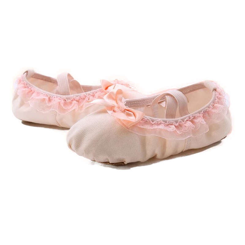 Customize Lace lace bow Pearl Dancing shoes adult children train level examination perform Ballet shoes