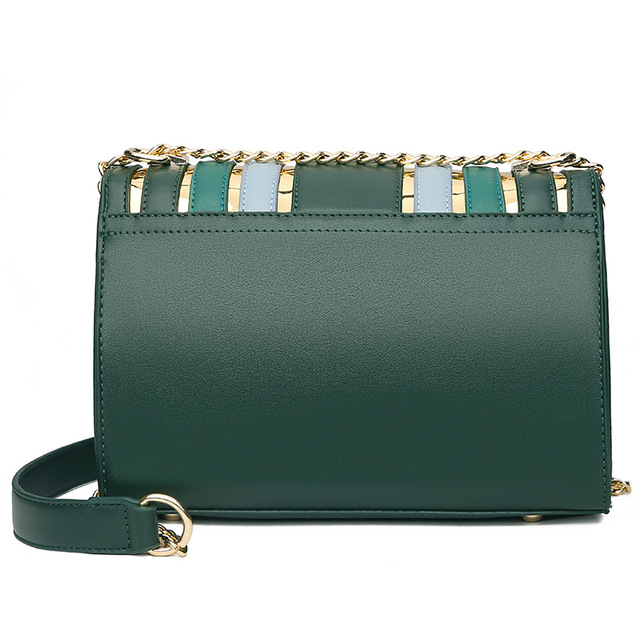 new chain small square bag lock button handbag stripe 