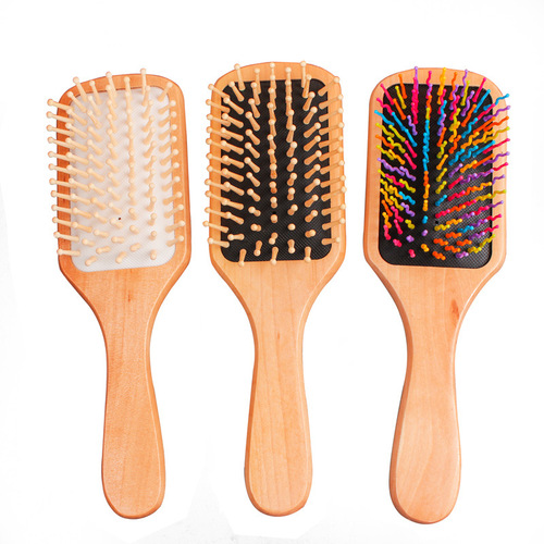 Square wooden comb air cushion comb massage air bag wooden comb wooden comb teeth solid wood comb soft glue air cushion comb logo hairdressing