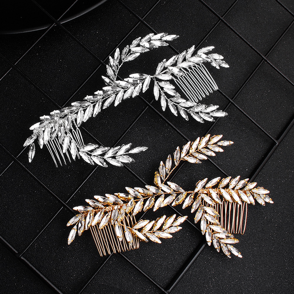 Hot Style Insert Comb Leaf  Branch Handmade Rhinestone Bridal Jewelry Wholesale display picture 3