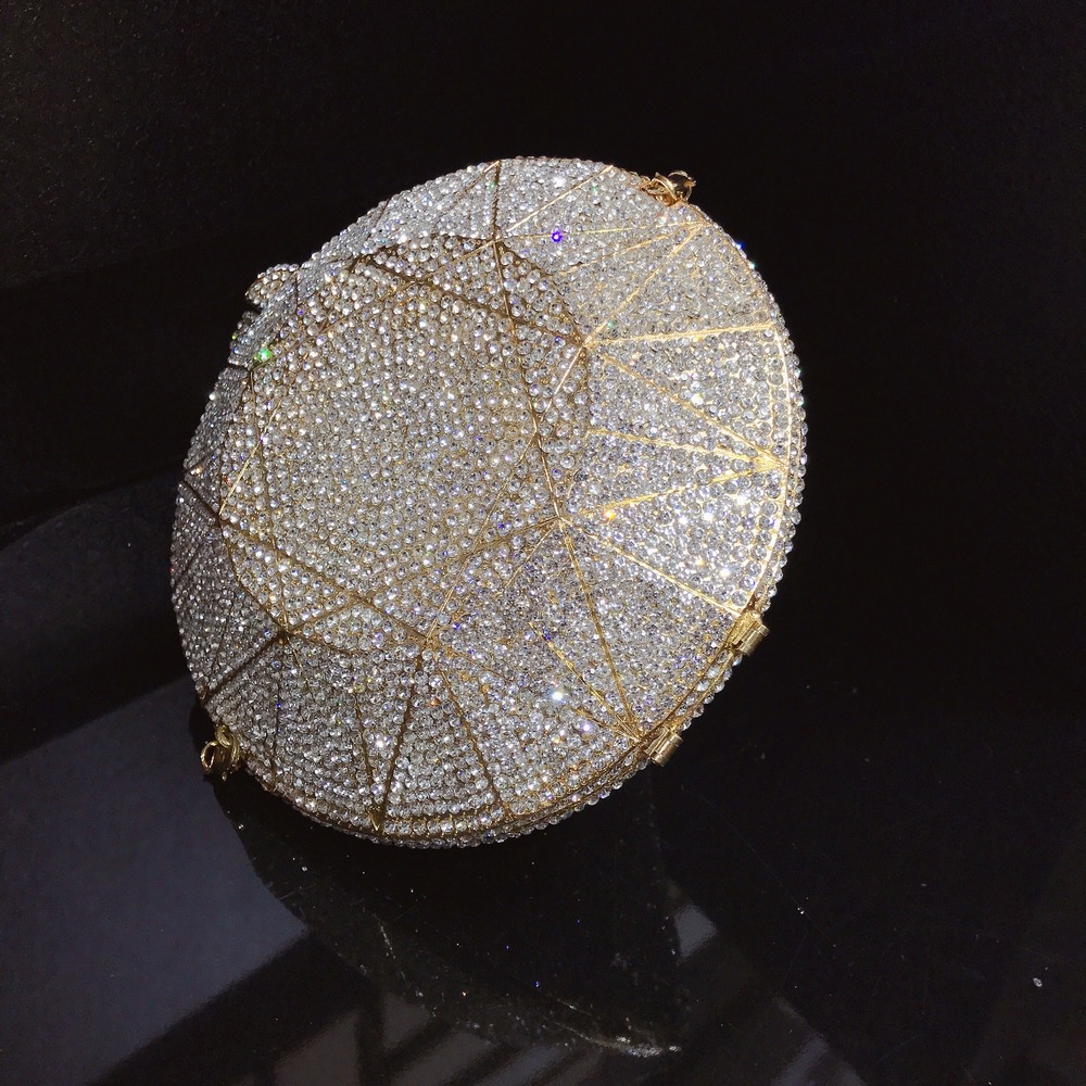 Gold Silver Alloy Rhinestone Metal Diamonds Diamond Shape Evening Bags display picture 9