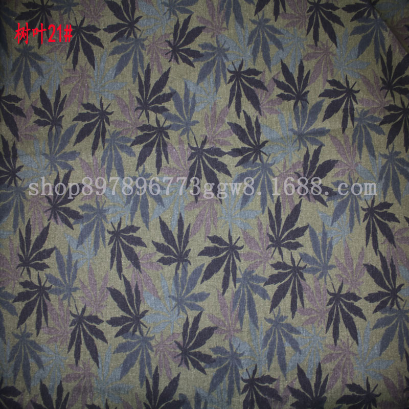 新款10*10全棉枫叶休闲工装迷彩印花面料 梭织春夏树叶花服装面料