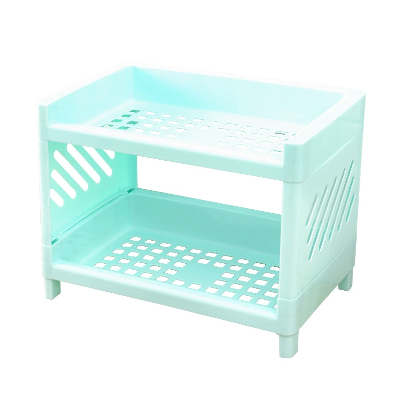 Двухъярусная стойка для хранения Yingcai – 19,58×13,28×10,24 см, 0,5 кг; 4 цвета: розовый, белый, зелёный, серый