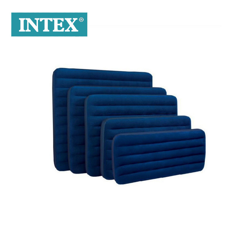 INTEX outdoor inflatable mattress outdoor camping air cushion bed home flocking stripe inflatable bed spot wholesale