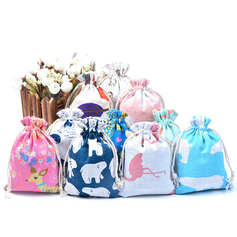 印花棉布袋抽绳卡通束口袋 防疫中草药包香包香囊空袋子批发