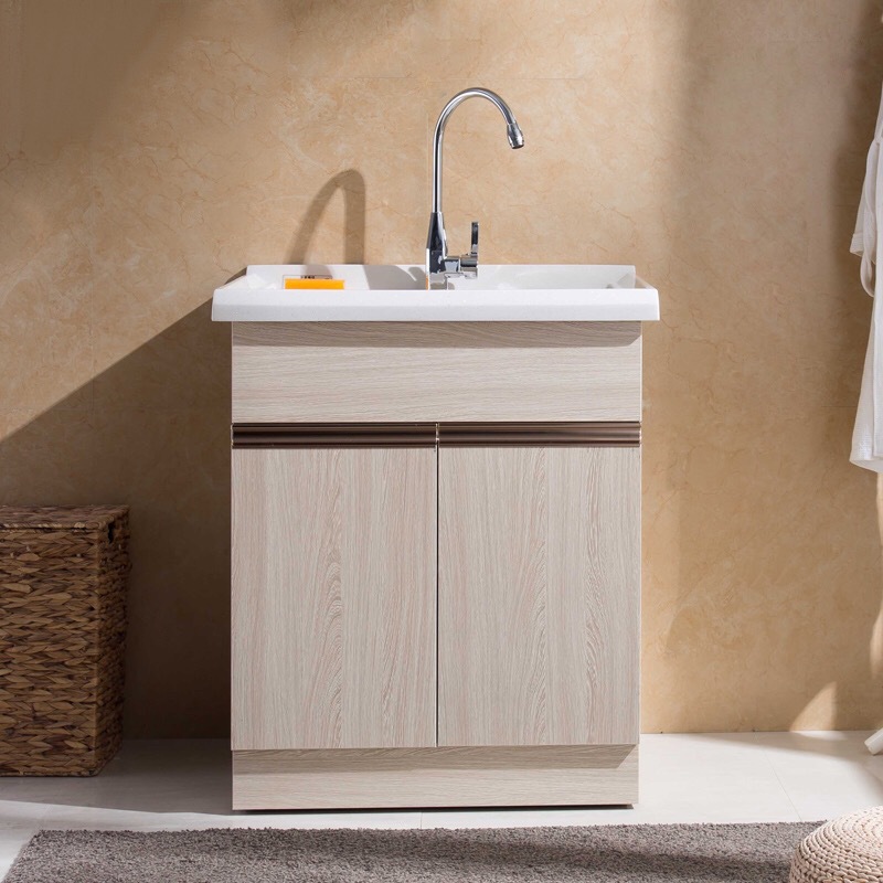 精品直销多层实木洗衣柜阳台带搓板洗衣池洗衣台卫生间洗衣槽DC6