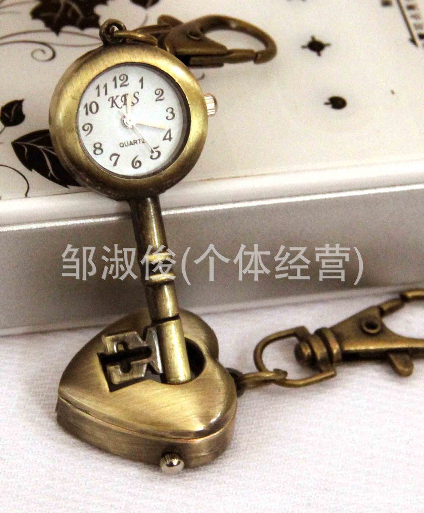 Creative couple hanging watch key lock heart necklace watch vintage pocket watch wholesale key lock heart