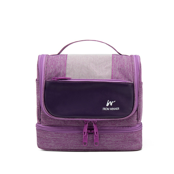 Capacious handheld cosmetic bag for traveling wet and dry separation