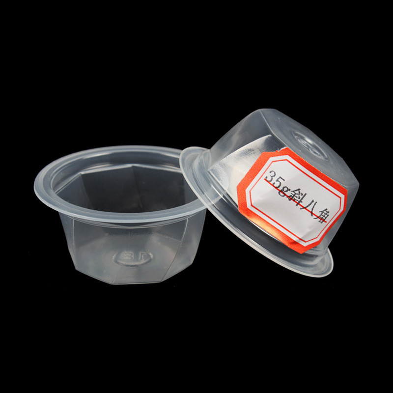 厂家直销35g斜八角一次性果冻杯pp透明塑料包装酱料杯品质果冻杯