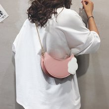 外貿新款韓版個性創意立體月亮pu小挎包可愛卡通pu鏈條單肩包女包