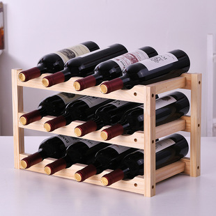 Оптовая сплошная древесина творческая складная складная красная винная стойка дома стойка для вина сильная долговечность 12 бутылок